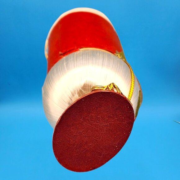 Vintage 1960s Toy Soldier Ornament Japan Red Flocked Hat White Satin Ball Head - Picture 9 of 9